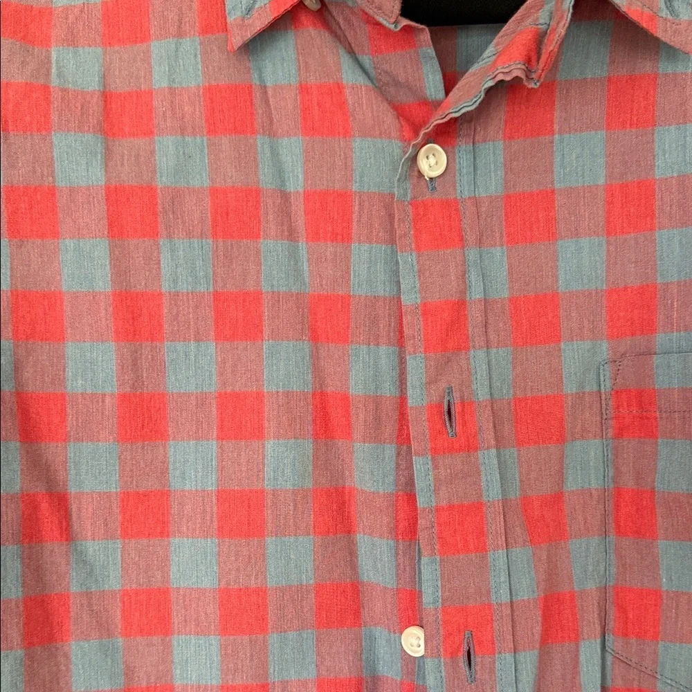 J. Crew Men's Red and Blue Plaid Shirt